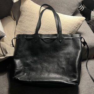 Madewell Black Drawstring Leather Tote